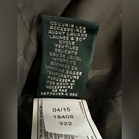 Lauren Ralph Lauren Quilted Coat Green Chain Link Lining Hooded Size Small - Picture 12 of 16